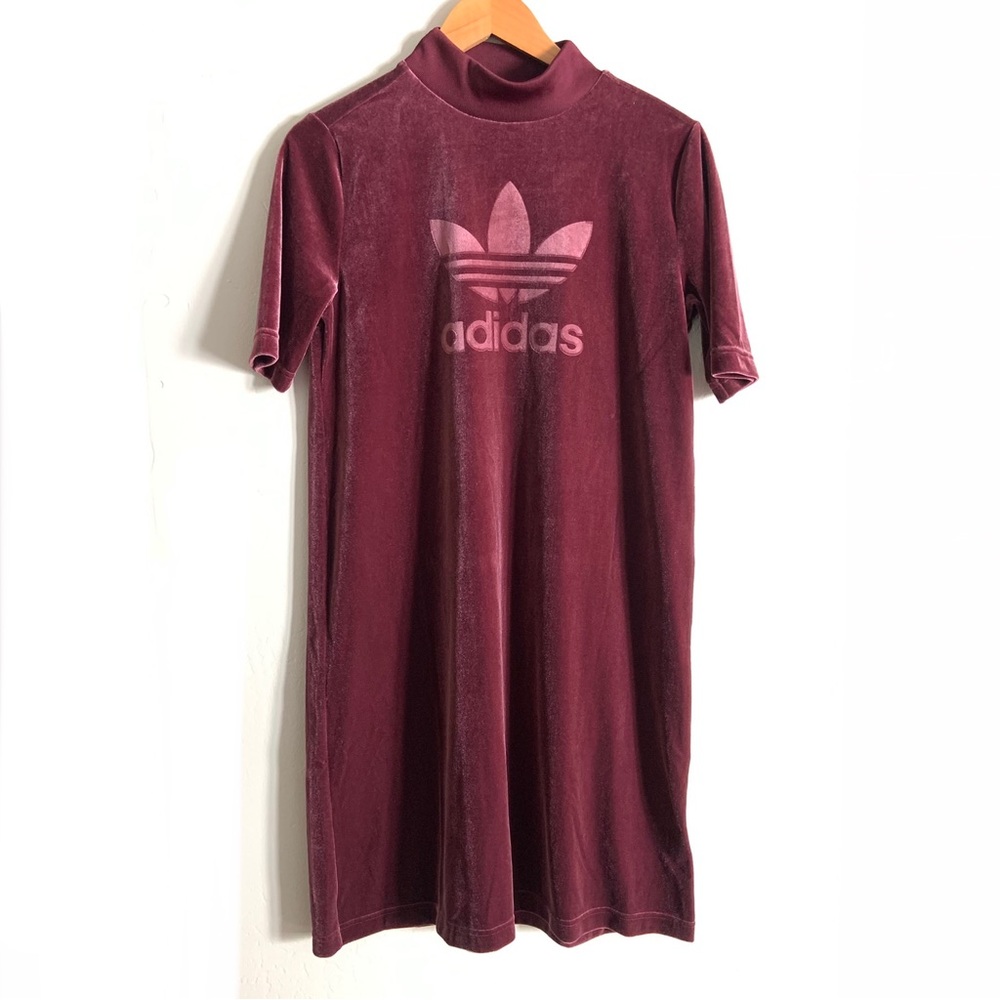 Adidas Velvet Vibes Maroon Mini Dress Small - Picture 2 of 10